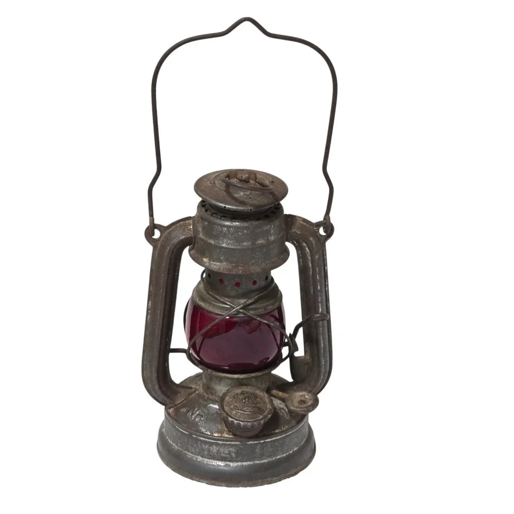 Feuerhand Atom 75 Storm Lantern Germany Schott Jena Ruby Red Jenaer Glas Antique
